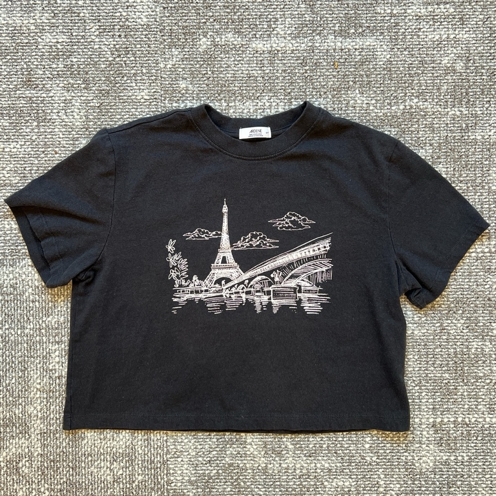 Ardene Black Tee with Eiffel Tower Design